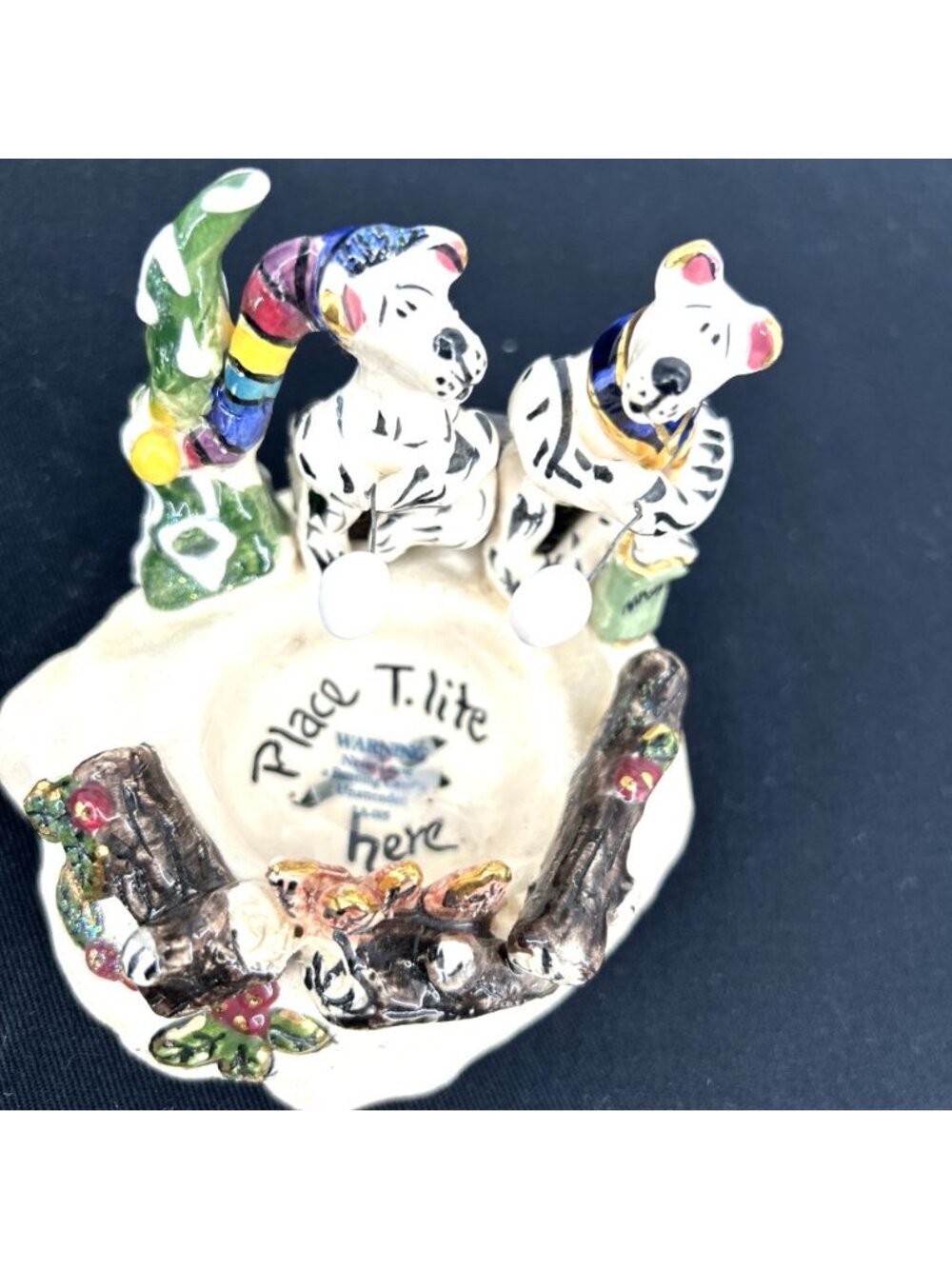 Blue Sky Tea Light Candle Bears Roasting Marshmallows Camp Fire 3" - Picture 2 of 7